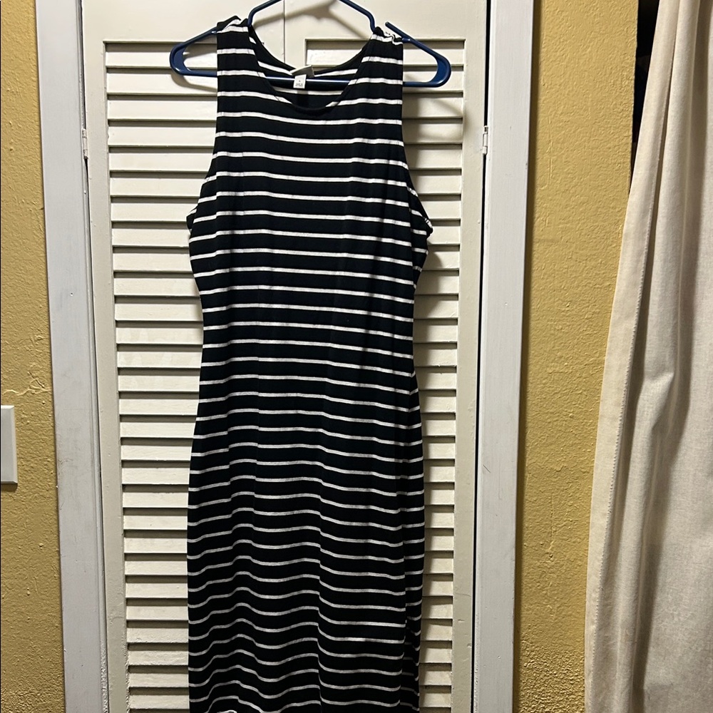 a new day Striped Black and White Midi Dress